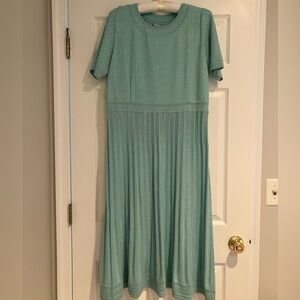 Ming Wang Fit & Flare Maxi Dress - Metallic Soft Knit